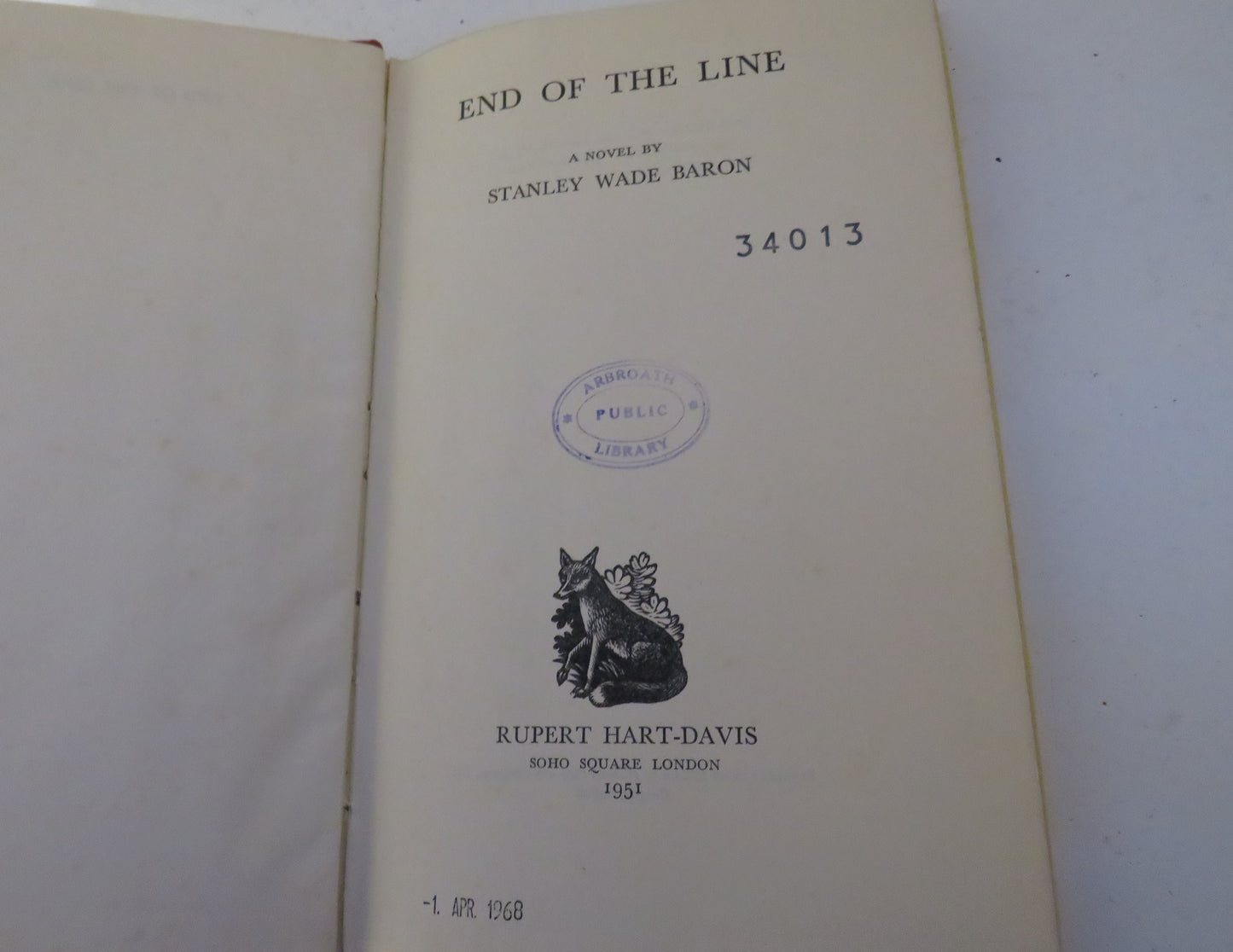 End Of The Line A Novel By Stanley Wade Baron 1951