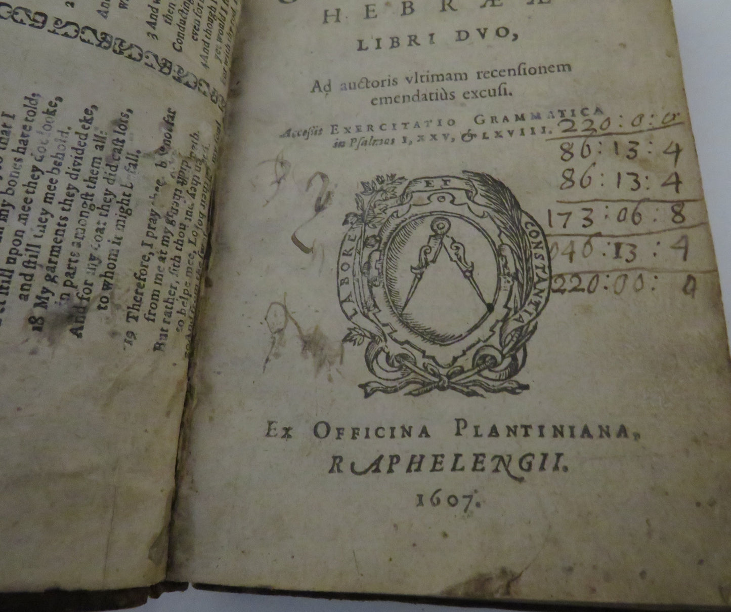 Grammatica Hebraeae Libri Dvo By Petri Martinii 1607