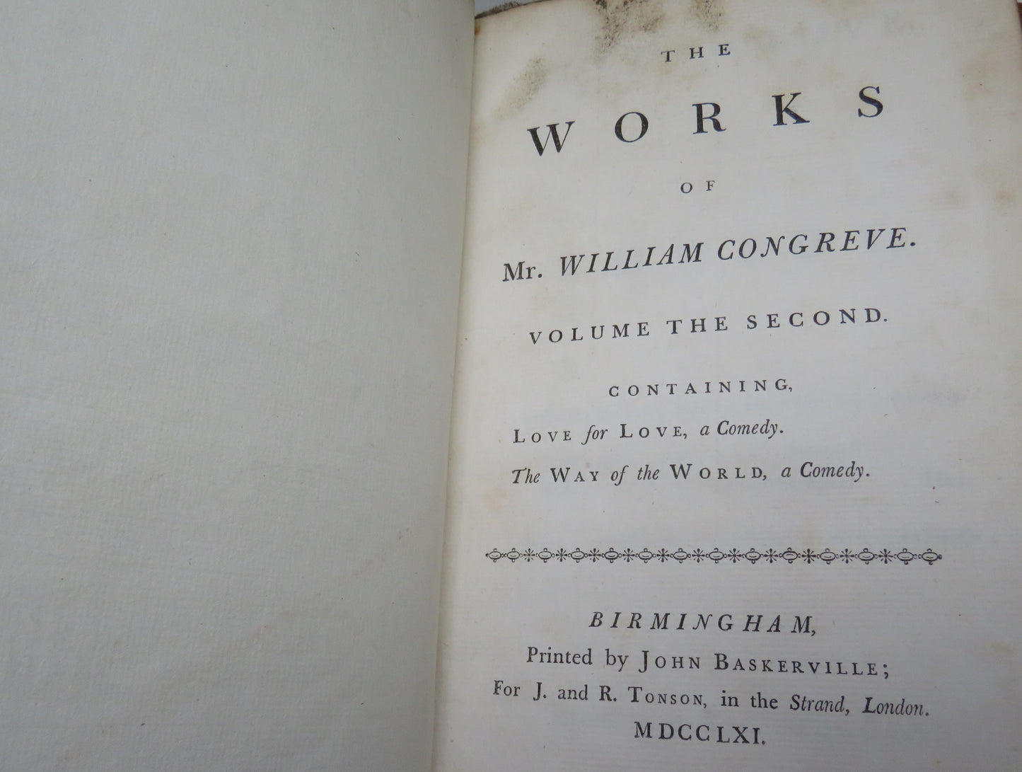 The Works Of Mr. William Congreve In Three Volumes 1761