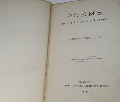 Poems Local, Lyric, and Miscellaneous  By James S. M'Culloch 1885 book image 4