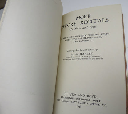 More Story Recitals In Poem and Prose A.B.Harley 1946 book image 3