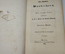 Load image into Gallery viewer, Des Knaben Wunderhorn Alte Deutsche Lieder 3rd Volume 1846
