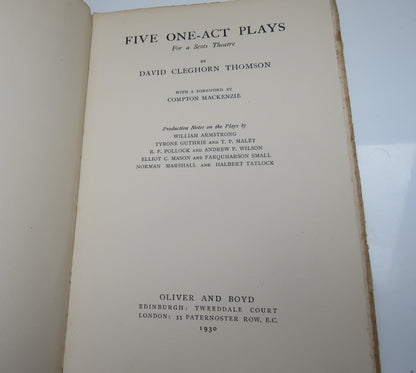 Five One-Act Plays For A Scots Theatre By David Cleghorn Thomson With A foreword By Compton Mackenzi book image 4
